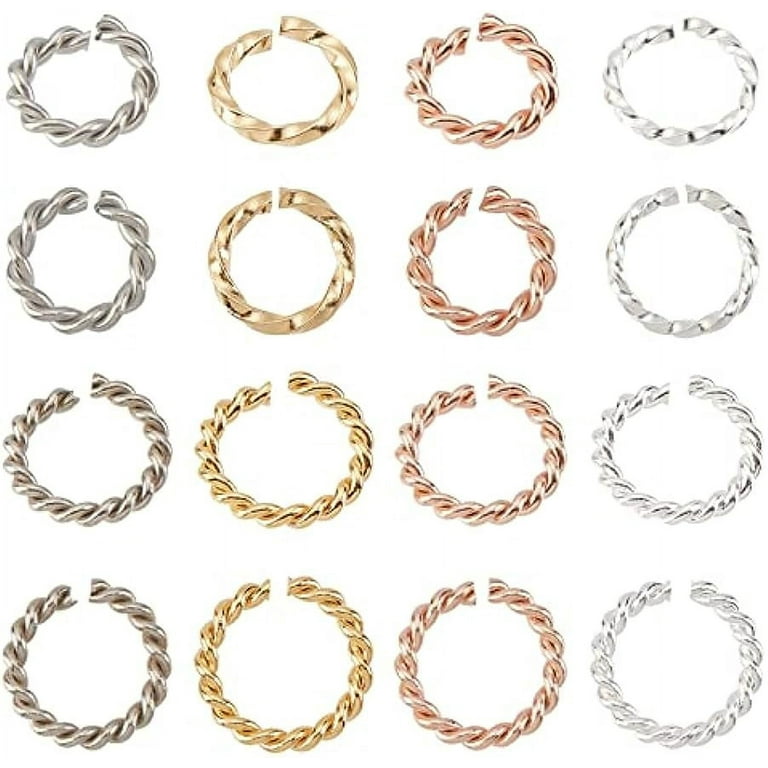 64pcs 2 Sizes 5mm/7mm 4 Colors Twisted Jewelry Connecting Rings