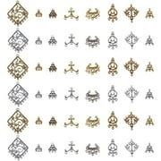 SFTD 1Box 54Pcs 9 Style Tibetan Earring Chandelier Connector Charms Findings Loops Jewelry Making Kit for Earring Drop and Charm Pendant Antique
