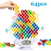 Berallo 64pcs Tetra Balance Tower Game Set,Multicolor Building Blocks Stacking Game for Age 3+ Kids to Adults