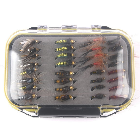 64pcs Fly Fishing Flies Fly Fish Lure Kit Fly Fishing Gear Biomimetic Insect Lures with Fly Box