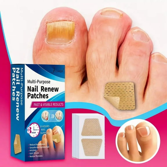 64pcs Fungal Nail Patches, Extra Strength Toenail Fungus Treatment For Toenail Or Fingernail,Nail Repair Patches, Nail Renewal Patches For Damaged & Discoloration Nail,Fast And Effective Fingernails &