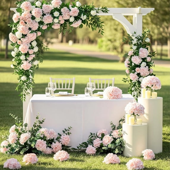 Pink Flower 64pcs Hydrangea Artificial Flowers, Silk Hydrangea Heads with Stems ...