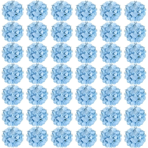 64pcs Silk Hydrangea Artificial Flowers, Artificial Hydrangea Flowers with Stems, Full Hydrangea Flowers for Wedding Centerpieces, Home, Garden, Party Decoration (Blue)
