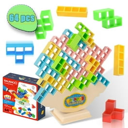 WOWNOVA 32PCS Tetra Tower Stacking Building Balance Block Game Toys for  Kids, Adults & Family Game Night, Balancing Blocks Board Games Stacking Fun