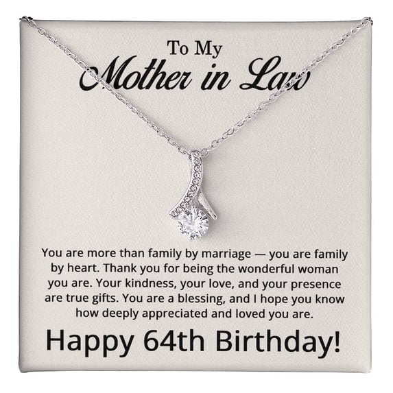 64th Birthday Gifts for Mother in Law - To My Mother in Law Necklace Title: 14k White Gold Finish, Box Choice: Standard Box