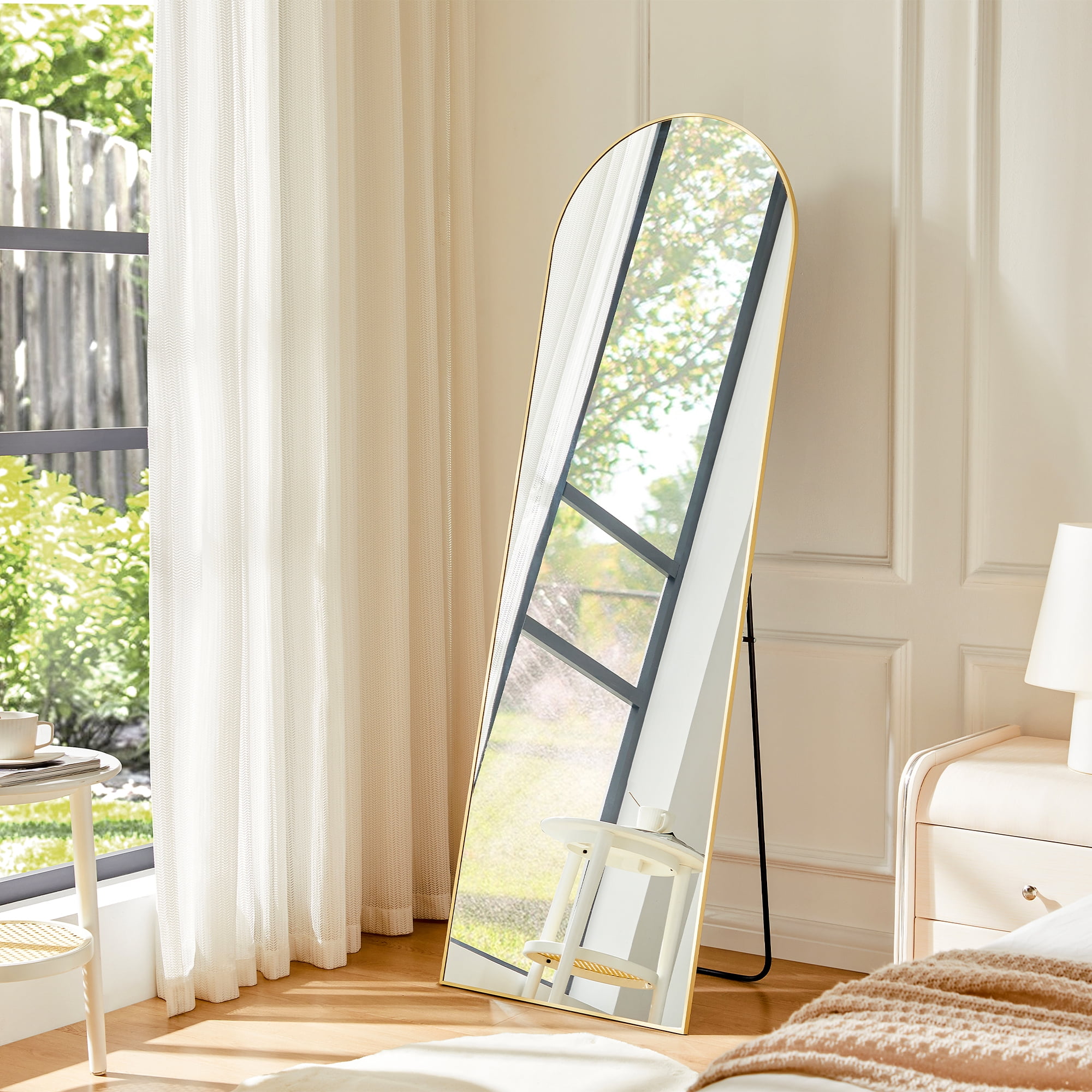 64x21 Inch Full Length Mirror Standing or Leaning Wall Mirror, Arched