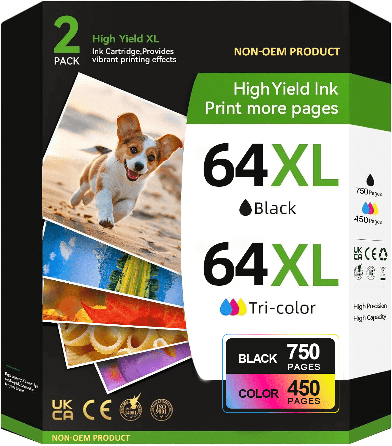 64xl Ink Cartridge Compatible for HP 64xl Ink Cartridges for Envy Photo 7855 7858 7155 6252 7800 7100 Envy Inspire 7255e 7955e 7958e 7900e (Black, Tri-Color), 2-Pack
