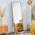 thumbnail image 1 of 65.0''x23.2''Square Shaped Full Length Mirror, Full Body Floor Mirror Standing Hanging or Leaning Wall, Arch Wall Mirror with Stand Metal Support for Bedroom Cloakroom, Transparent, 1 of 7