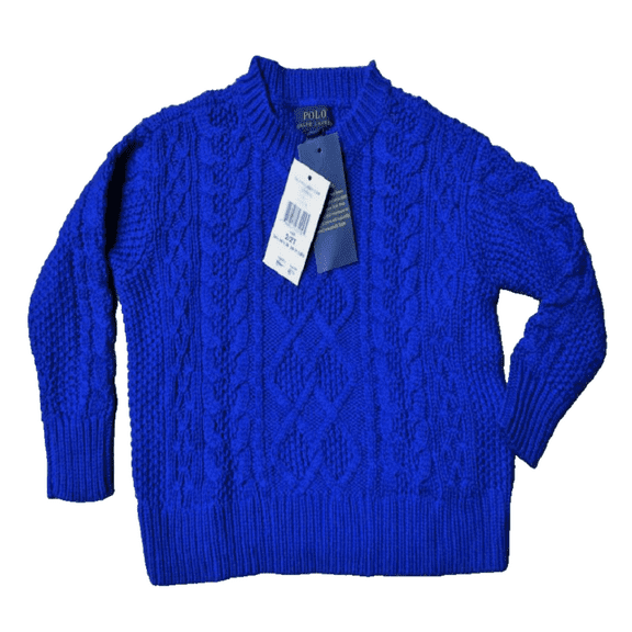 $65.00 Ralph Lauren Cable-Knit Sweater Deep Royal Blue, Size 5
