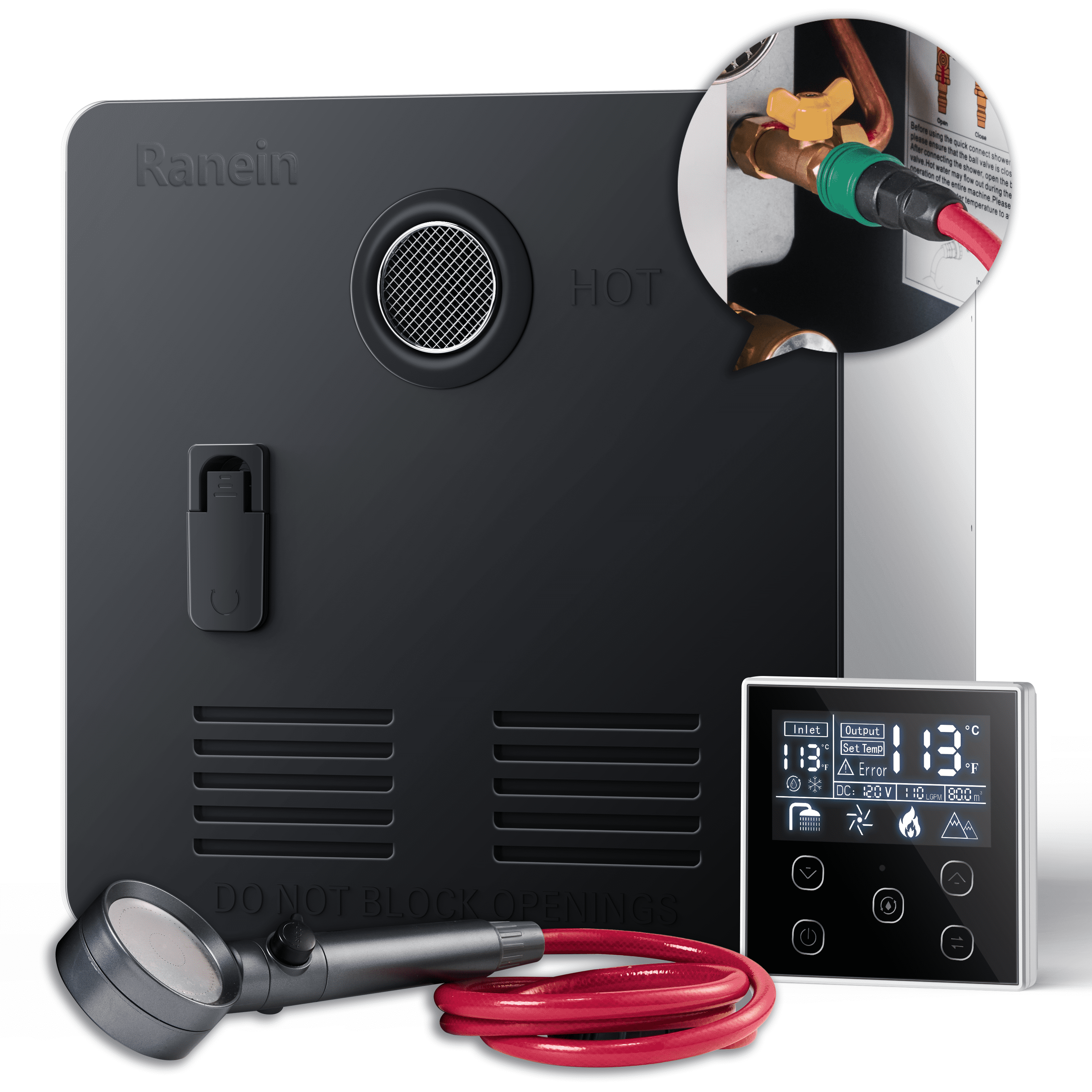 65,000 BTU RV Tankless Water Heater, Updated Version, Max 3.9 GPM, with ...