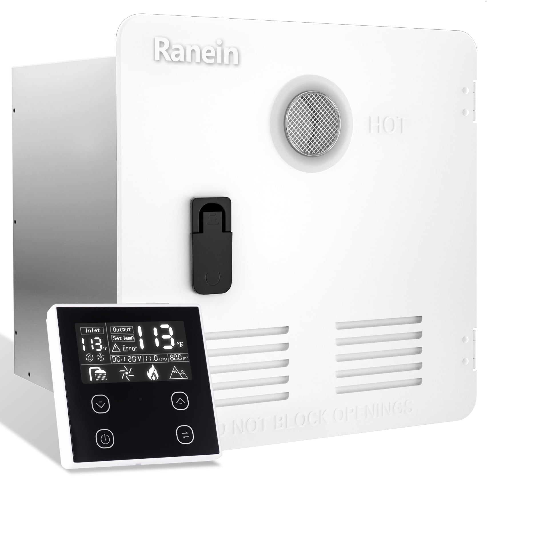 65,000 BTU RV Tankless Water Heater, Updated Version, Max 3.9 GPM, with White Door and External Shower, On Demand Instant Hot Water Heater, Start/stop Thermostat, Compatible with all RVs