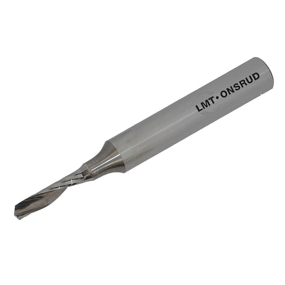 65-012 Solid Carbide Upcut Spiral O Flute Cutting Tool, Uncoated (Bright) Finish, 1 Flute, 21 Degree Helix, 1/2" Cutting Length, 1/8" Cutting Diameter, 1/4" Shank Diameter, 2" Overall Length (Pack of