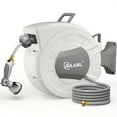 thumbnail image 1 of 65/100FT X 1/2" Retractable Garden Hose Reel, Decorative Outdoor Garden Hose Reels - Automatic Self Retract Wall Mount Hose Reel Enclosed Storage, Any Length Lock, 10 Pattern Nozzle-Grey, 1 of 11