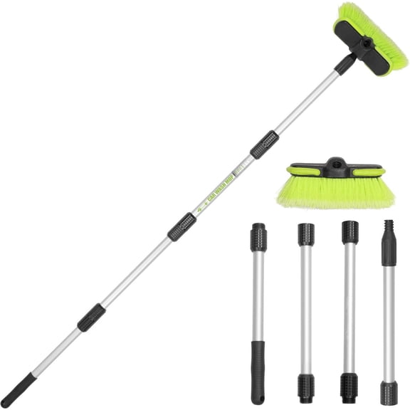 65"165cm Wash Brush Long Handle Soft Bristle Scrub Cleaning Mop with 4 Hand-held Places Extendable Washing Brushes Broom Kit for RV Boat SUV Caravan Solar Panel House Siding,Sweep Snow