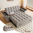 thumbnail image 1 of 65'' 3-in-1 Convertible Sofa Bed with Adjustable Backrest, Pull Out Sofa, Velvet Couch Sleeper Side Table, Easy Assembly, for Living Room & Apartments, Light Gray, 1 of 7