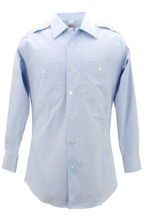 65/35 Polycotton Uniform Shirts (Light Blue) - Long Sleeve - M