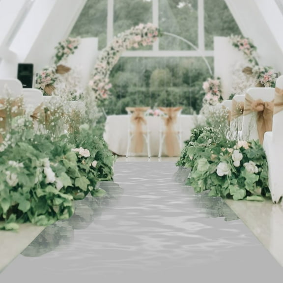 65*3ft Aisle Runner Mirror Rug Double Sided Carpet Wedding Silver Decorations US