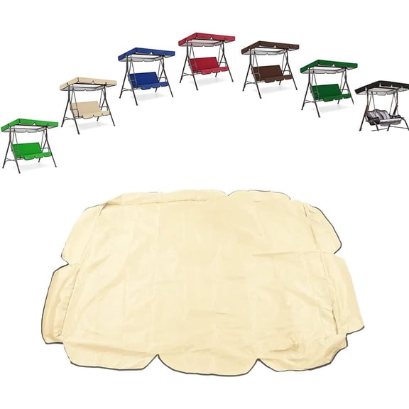 65"×44" 55"×47" 75"×52" 77"×49" Porch Swing Canopy Waterproof Replacement Top Cover, Sun Shade Awning Cover for Outdoor Garden Patio Yard(Beige,66x45in-164x114cm)