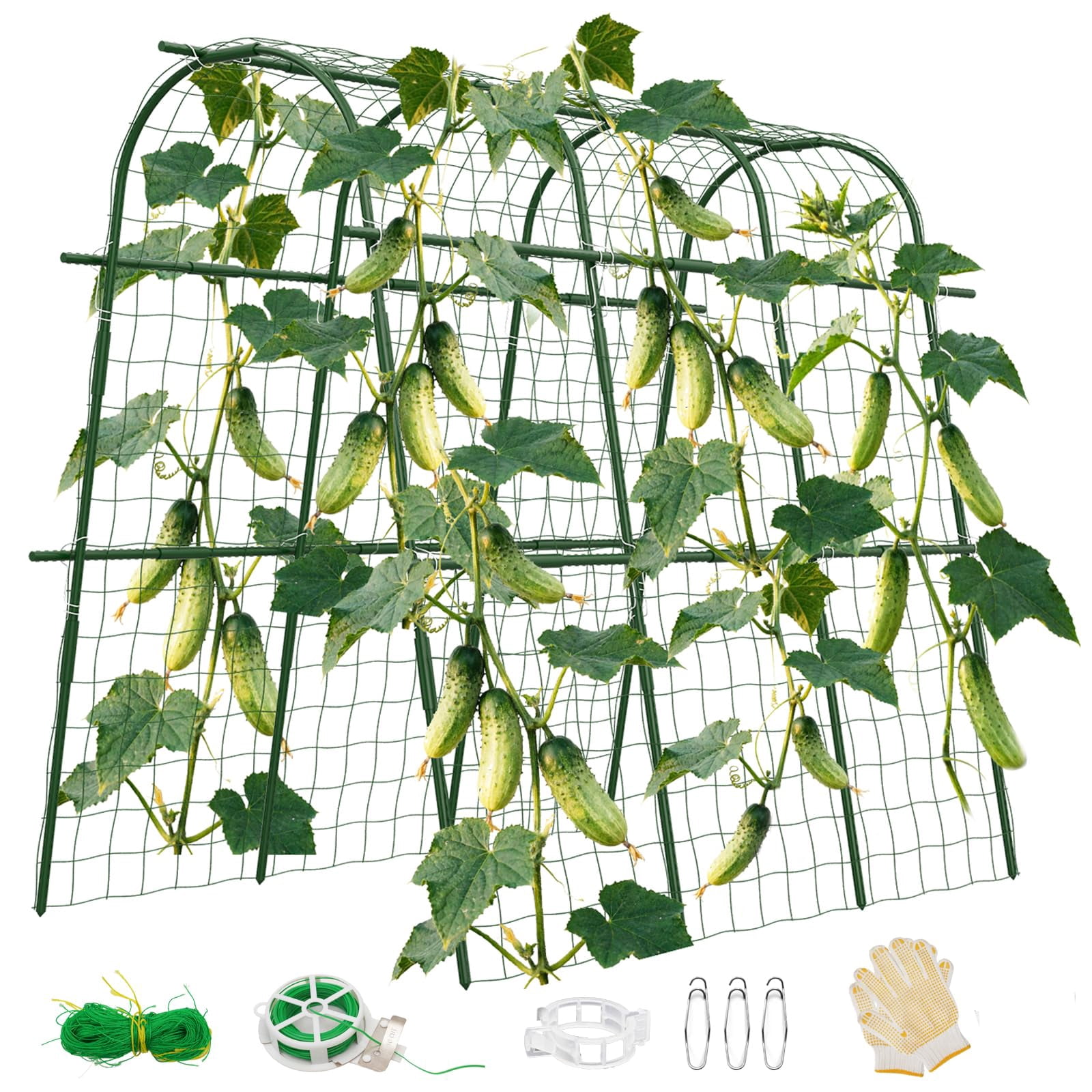65"*48" Cucumber Trellis For Raised Bed  U-shape Garden Climbing Plants Outdoor Metal Arch Vegetables Detachable Plant Support Tomato Squash