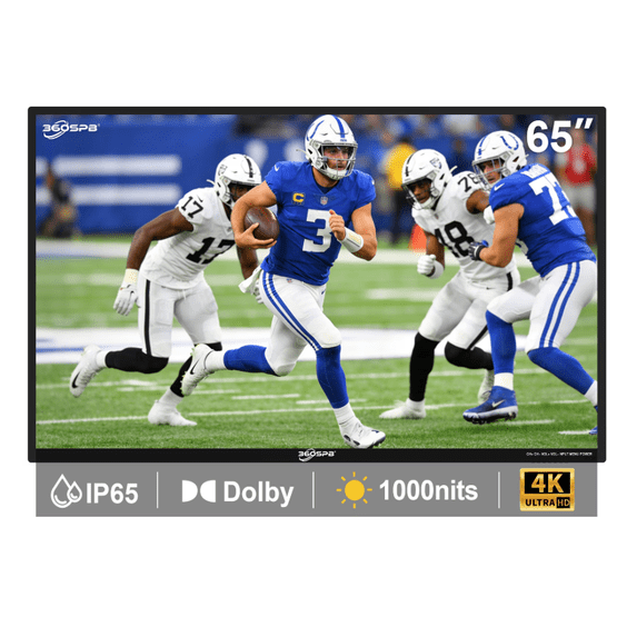 65'' 4K Outdoor Smart Google TV, 1000nits High Brightness Outdoor TVs, IP65 Waterproof TV, Voice Assistant Remote, Compatible with Dolby, Wide Viewing Angle Smart TV, Suitable for Partial Sun