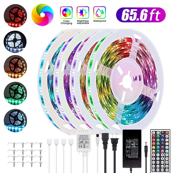 65.4ft Led Light Strip for tv,RGB LEDs Color Changing Light Strips for Bedroom,Led Lights for Room Decor