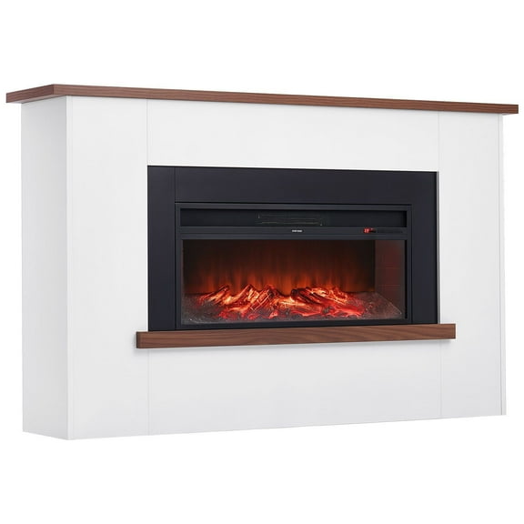 65.5 Inch Large Freestanding Electric Fireplace, 1500W Heater with Wooden Mantel, Adjustable Flames, 12H Timer, Remote, Overheating Protection for Living Room