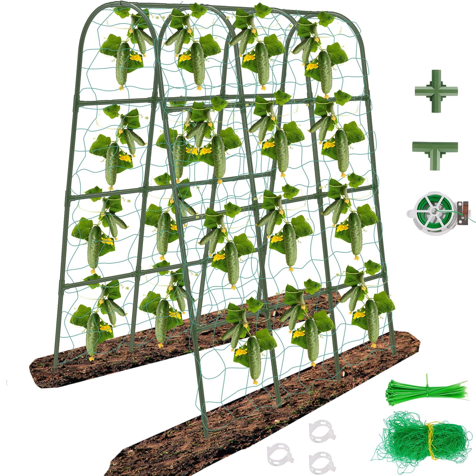 65"*50" Cucumber Trellis For Raised Bed Tall Metal Arch Garden Climbing Plants Outdoor Vegetables Plant Support Peas Fruit Flower Grape Tomato  Bean