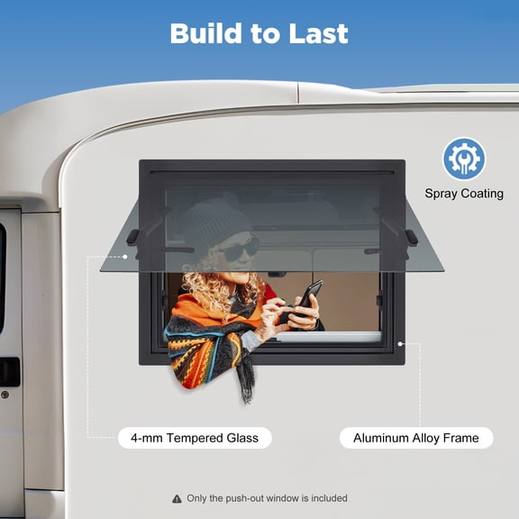 65*50cm Black&White RV Caravan Camper Van Push Out Window RV Window for RVs Trailers Campers Pickup Trucks