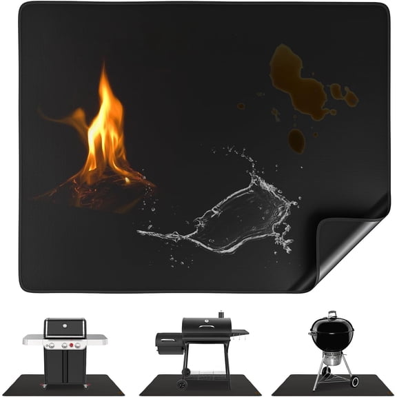 6551 Inch Under Grill Mat for Outdoor Grill Deck Protector, Heavy Duty Fireproof Waterproof BBQ Grill Mat, Non-Slip Fire Resistant Mat for Blackstone, for Weber, Fire Pit and Fireplace