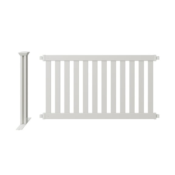 3.1ft H x 5.4ft W (1 Panel + 1 Post) Freestanding Zippity Davidson Fence Kit, White Vinyl Picket Fence Panel, Portable Outdoor & Indoor Fence for Temporary Events, Easy Install for Backyard, ZP19062