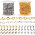 thumbnail image 1 of 65.6 Feet/20m 5 x 4mm Gold Cuban Chain Roll Metal Curb Chain with Jump Rings Silver Twist Oval Link Spool Connector Accessories for Jewelry Making Necklaces Bracelets Supplies Crafts colorful DIY, 1 of 5