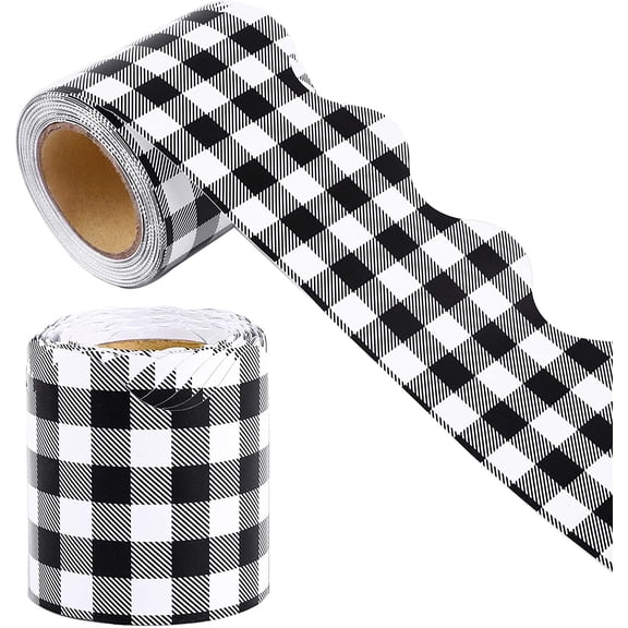 65.6 Feet Bulletin Board Decorative Trim Border Trim for Chalkboard WhiteBoard Decoration, White and Black