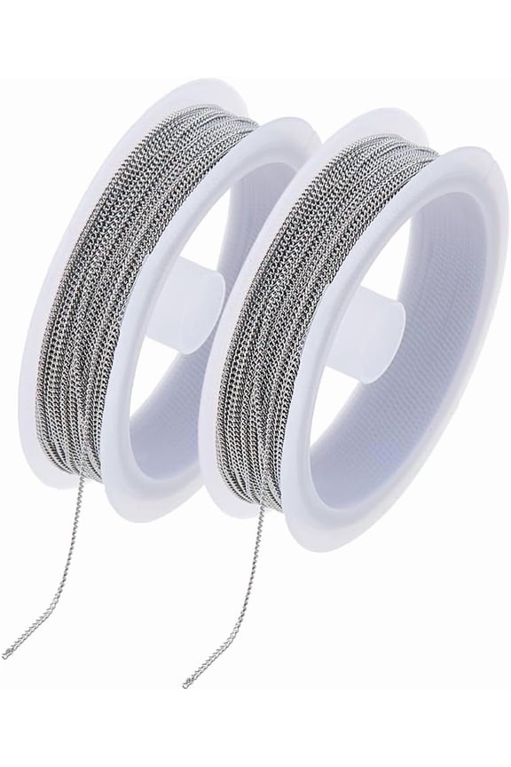 65.62 Feet/20M Stainless Steel Cable Chains 1mm Necklace Chain Soldered Link Chains Bulk Metal Bracelet Chain for Women Men DIY Crafts Jewelry Making Silver DIY