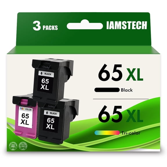 65 65XL Ink Cartridges Compatible for 65XL 65 Ink Combo Pack for Envy 5055 5052 5058 Deskjet 3755 2655 2652 3722 2622 2624 2620 (3 Pack, 2 Black, 1 Tri-color)