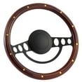 thumbnail image 1 of 65-66 FORD Pick-up (excl. Econoline) 14 Inch Black (9 Hole) Classic Steering Wheel Mahogany Wood with Brass Rivets Half Wrap, 1 of 3
