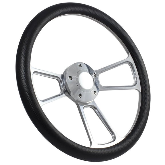 65-66 Ford Galaxie Steering Wheel Kit 14" Polished Muscle Steering Wheel Carbon Fiber Vinyl Half Wrap