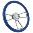 thumbnail image 1 of 65-69 Ford Ranchero Steering Wheel Kit 14" Polished Muscle Steering Wheel Sky Blue Half Wrap, 1 of 4