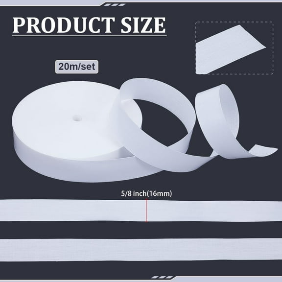 65.6FT Iron on Fabric Labels for Clothes Marking 0.6inch Writable Name Tags Blank Cotton Ribbon for Home School & Laundry Use Crafts Decoration