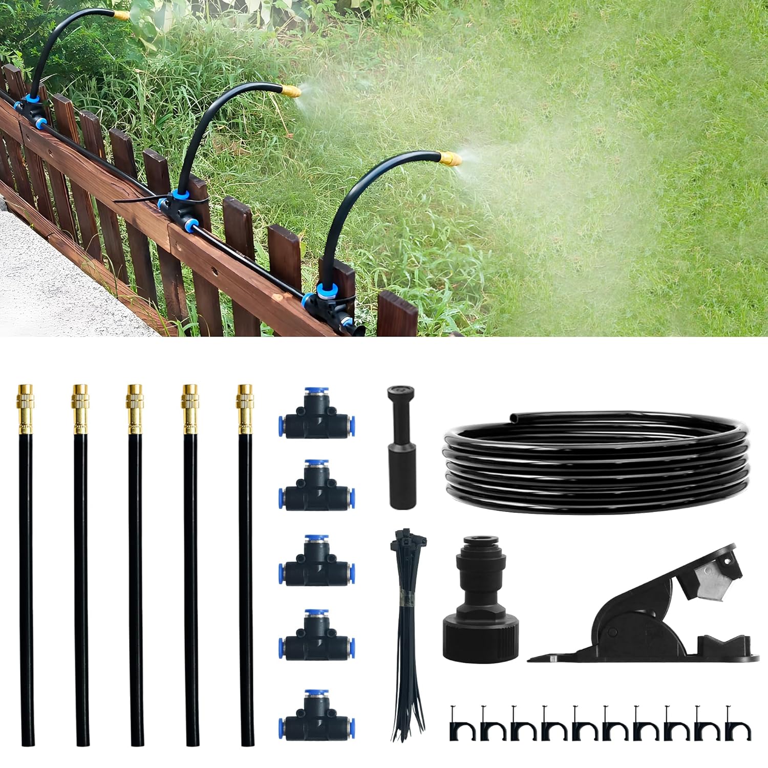 65.6Ft 360° Adjustable Drip Irrigation System Kit, Automatic Garden ...