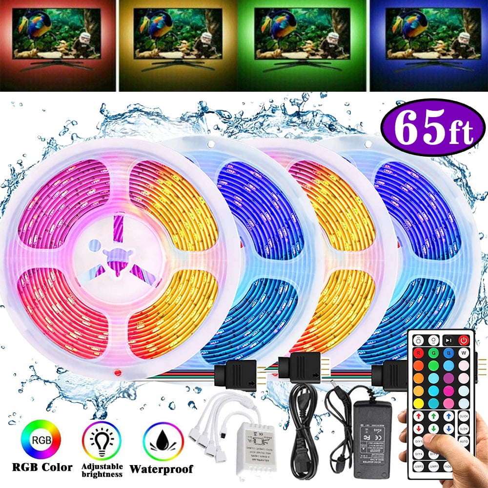 65.6ft Led Strip Lights, LED Lights for Bedroom, Ultra Long LED Lights RGB 3528 LED Light Strips Kit with 44 Keys Ir Remote Led Lights for Home Living Kitchen Room and Party