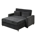 thumbnail image 1 of 65.7" Velvet Upholstered Sleeper Sofa with 2 Throw Pillows,Pull Out Sofa Bed Couch with Dual USB Charging Port and Adjustable Backrest,Loveseat for Apartment Office Living Room,Black, 1 of 7
