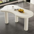 65.98" Irregular Dining Table, Modern Cream White Indoor Kitchen Table