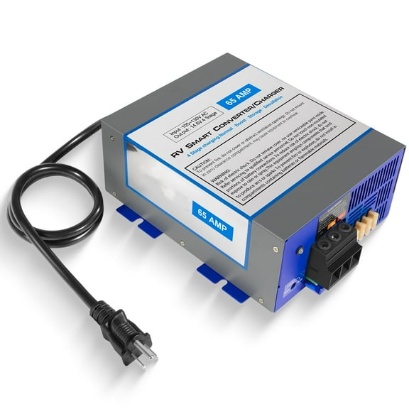 65 Amp RV Converter 120V AC to 12V DC, Lead & Lithium Compatible, 65Amp RV Power Converter Battery Charger with Built-in 4 Stage Smart Charging, Replacement for WF-9800 Series