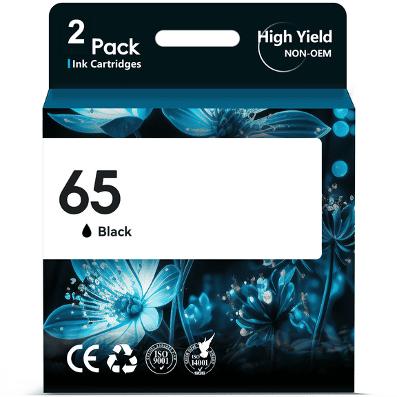 65 Black Ink Cartridges Compatible for HP 65 Ink Cartridges for Printer Ink 65 Works with HP Ink 65 Envy 5055 5052, 5000,DeskJet 3755 2600 Printer (1 Black)