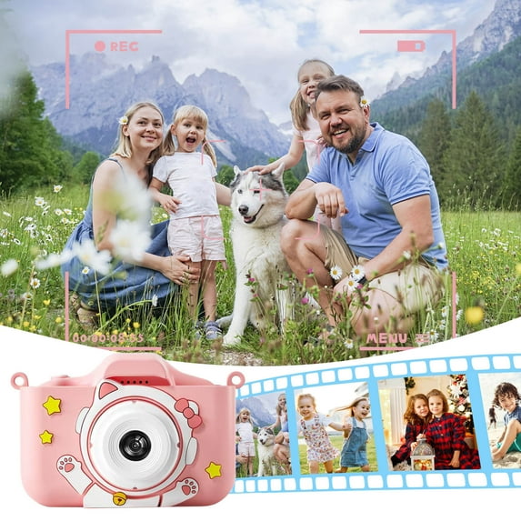 Up to 65% off Camara Fotografica, Kids Digital Camera For Kids Gifts Camera 2.0Inch Screen Rechargeable Front And Back Double Lens 2MP For Kids 3-10 Year Old