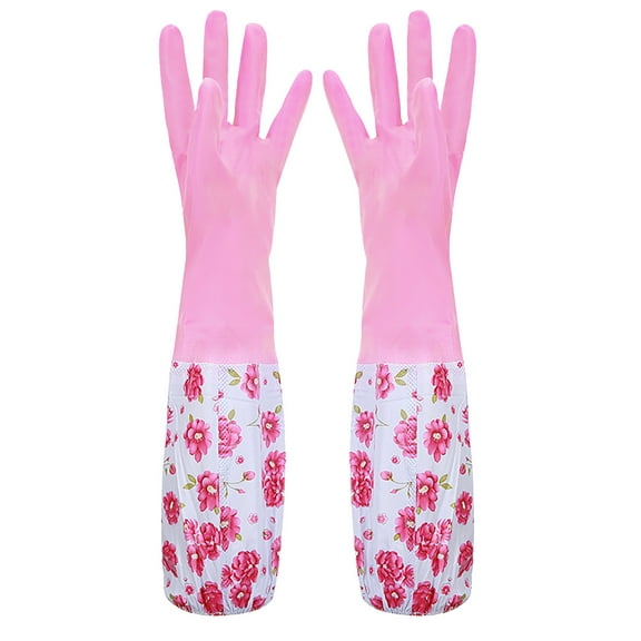 Up to 65% off Clearance! Apron Sleeve, Rubber Latex Water-Proof Dishwashing Gloves Medium Long Cuff Flock Lining Household Cleaning Gloves Kingtowag, 1 Pair of Sleeves 2 Pieces ()