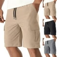 thumbnail image 1 of Up to 65% Off Clearance DDAPJ pyju Cargo Shorts for Men Twill Casual Work Shorts Drawstring Elastic Waist Athletic Sweatshorts with Multi Pockets Khaki XXL, 1 of 4