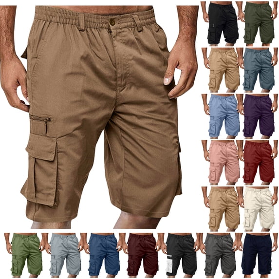 Up to 65% Off Clearance DDAPJ pyju Stretch Cargo Shorts for Men Lightweight Multi-Pocket Work Shorts Outdoor Travel Hiking Short Pants Light Green XXL