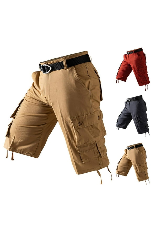 Up to 65% Off Clearance DDAPJ pyju Tactical Work Shorts for Men Outdoor Casual Military Shorts Ripstop Hiking Cargo Shorts with Multi-Pocket No Belt Red 30