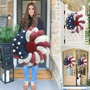 Kingtowag Handmade American Flag Wreath for Memorial Day, Patriotic Independence Day, Farmhouse Door Hanger